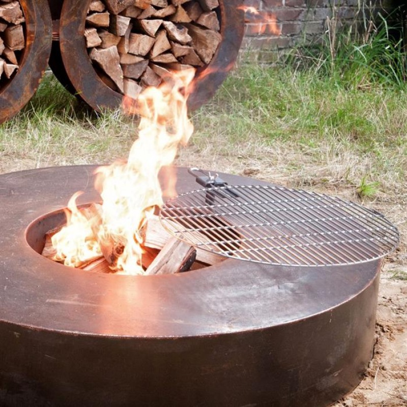 Brasero grill carré BACK TO FIRE pour terrasse, en acier Corten - SEANROYALE