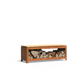 Wood storage bench