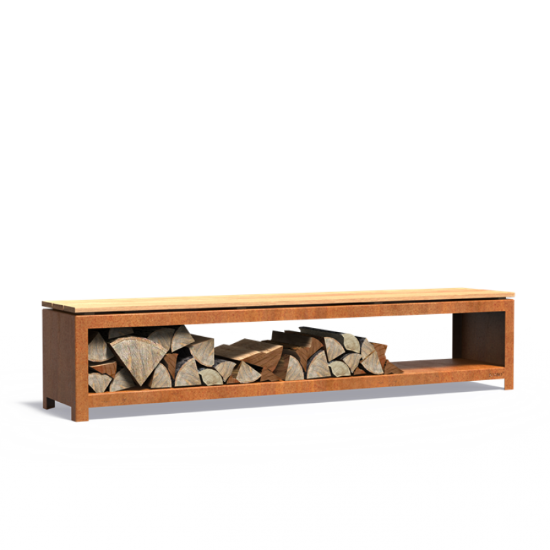 Rangement pour bois de chauffage en acier corten 1500x400x1800 mm