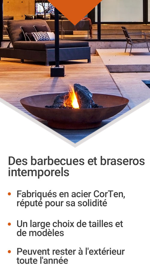 Yanartas Brasero pour barbecue de jardin extérieur rond en acier rouillé